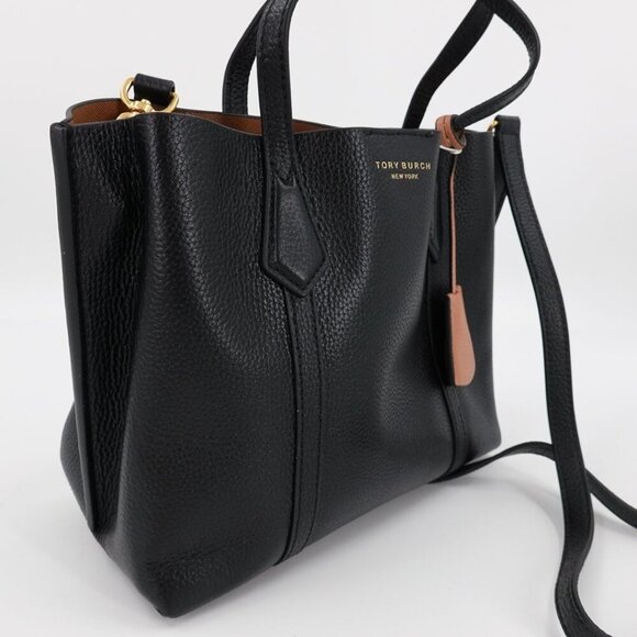 Tory Burch Perry Small Triple Compartment Tote Black - Picture 11 of 12